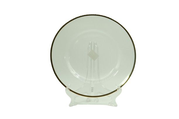 Plato Base Cristal Ondas Filo Dorado