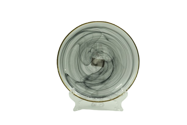 Plato Base Cristal Humo Filo Dorado