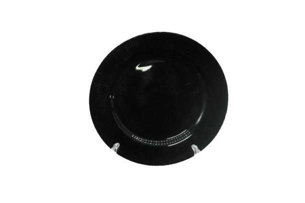 Plato Base Cristal Rayas Negro