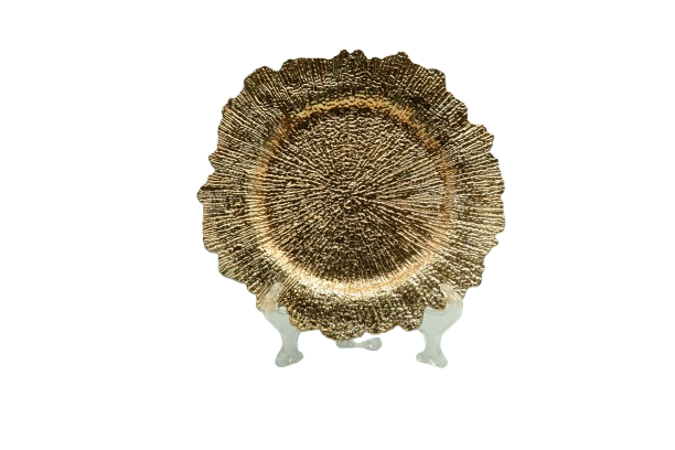 Plato Base Melamina Coral Dorado