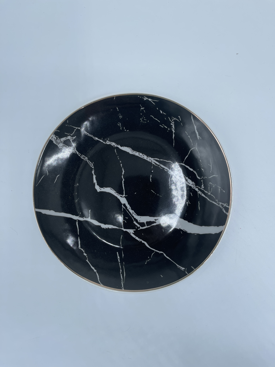 Plato Ensalada Vajilla Mármol Negro