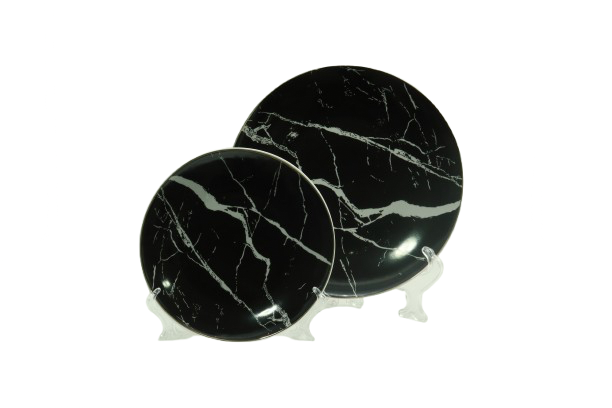 Plato Trinche Vajilla Mármol Negro - Vista 2