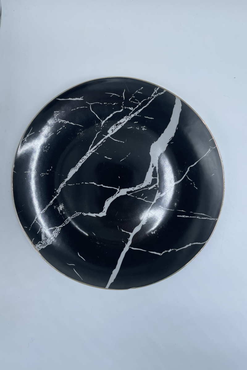Plato Trinche Vajilla Mármol Negro